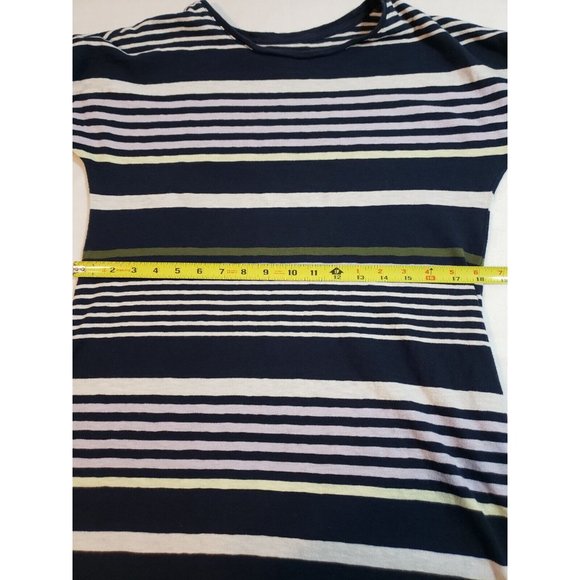Lou & Grey Casual T-Shirt Dress Size M Short Sleeves Knee Length Blue stripe - Picture 8 of 11
